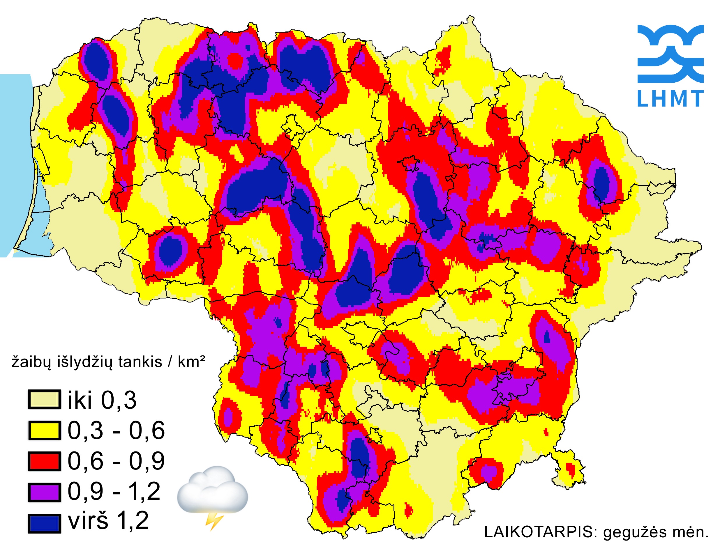 2024-06-03 | Kur gegužės mėnesį žaibavo daugiausiai?