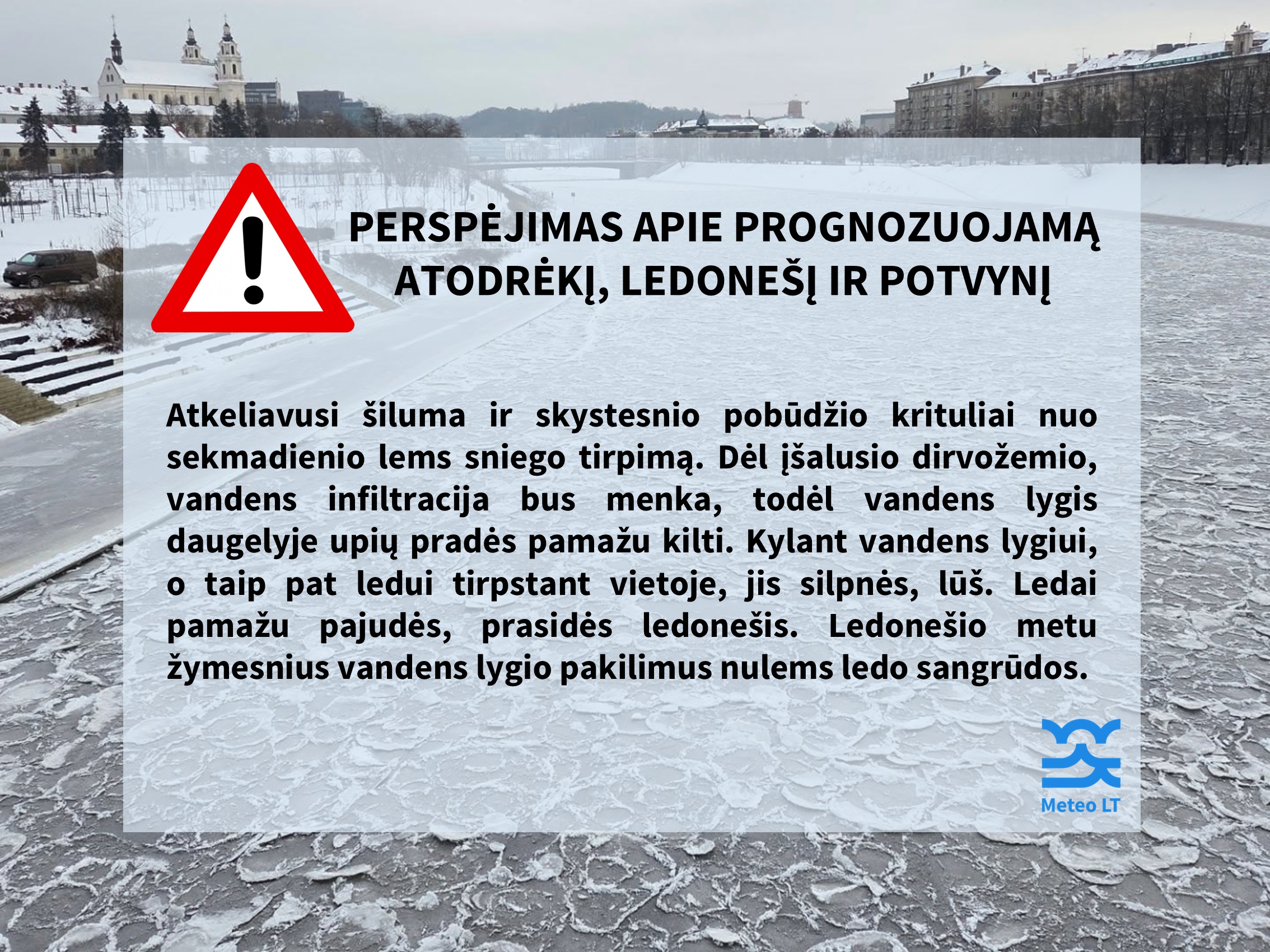 2026-02-20 | Perspėjimas apie prognozuojamą atodrėkį, ledonešį ir potvynį